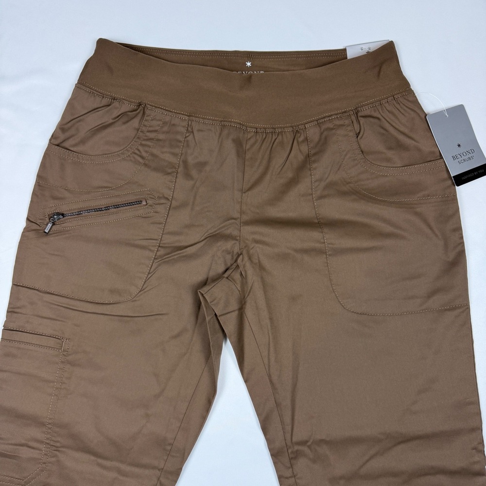Beyond Scrubs Abby 6 Pocket Yoga Pant Cocoa Brown Flare Leg Petite Small 19129_P - Picture 2 of 7